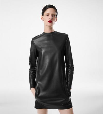 SUPPLE SOFT NAPPA CREWNECK DRESS image number 4