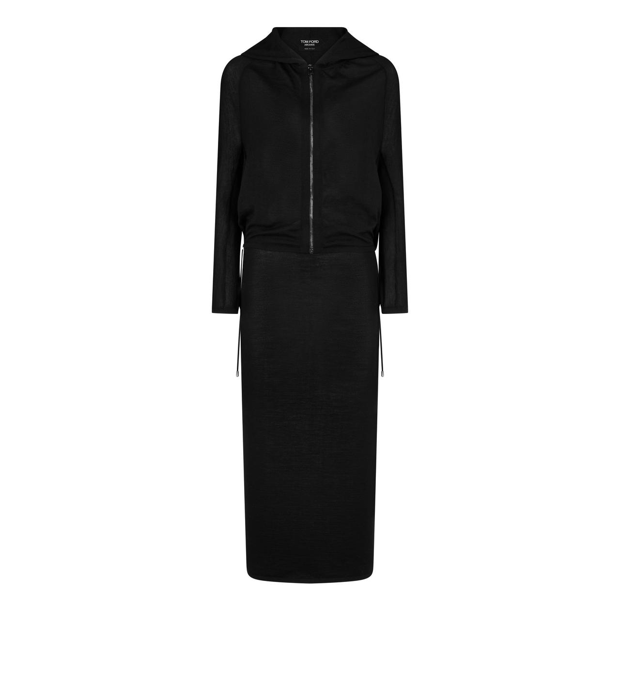 FINE CASHMERE SILK HOODED MIDI DRESS image number 0