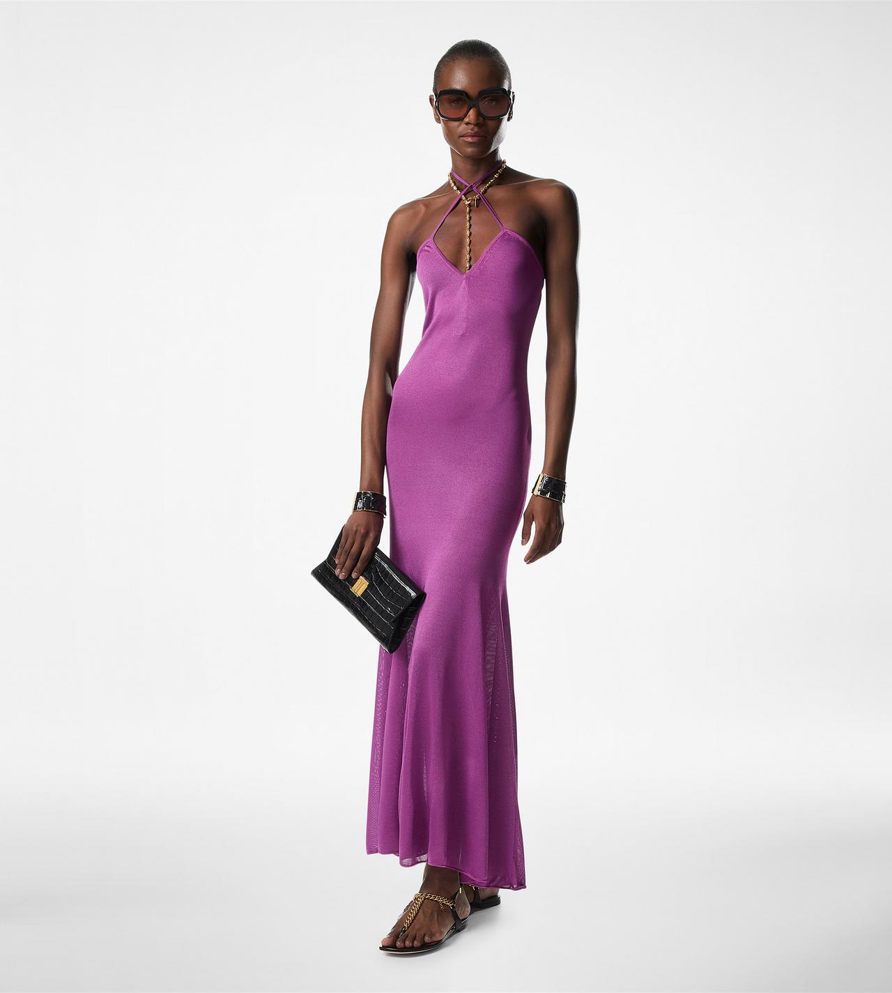 SLINKY VISCOSE JERSEY KNIT HALTERNECK MAXI DRESS Tom Ford Fashion