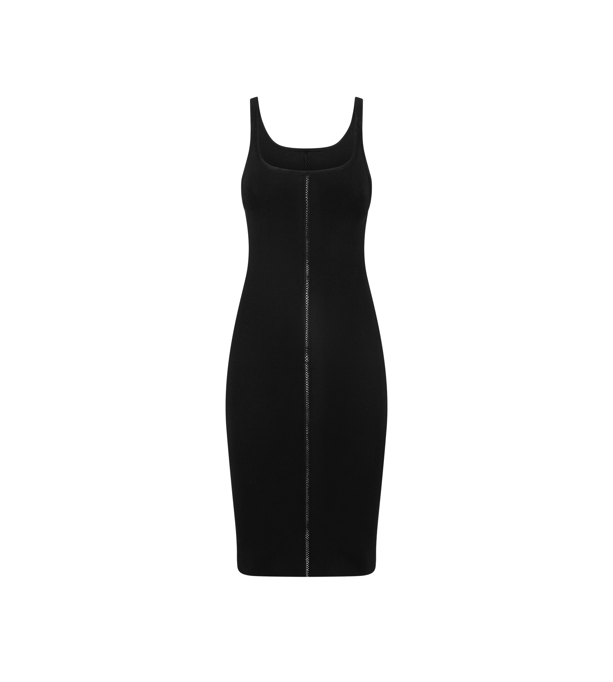 EMBROIDERED COMPACT SLINKY VISCOSE KNIT DRESS