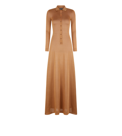 SLINKY VISCOSE KNIT POLO EVENING DRESS image number 0