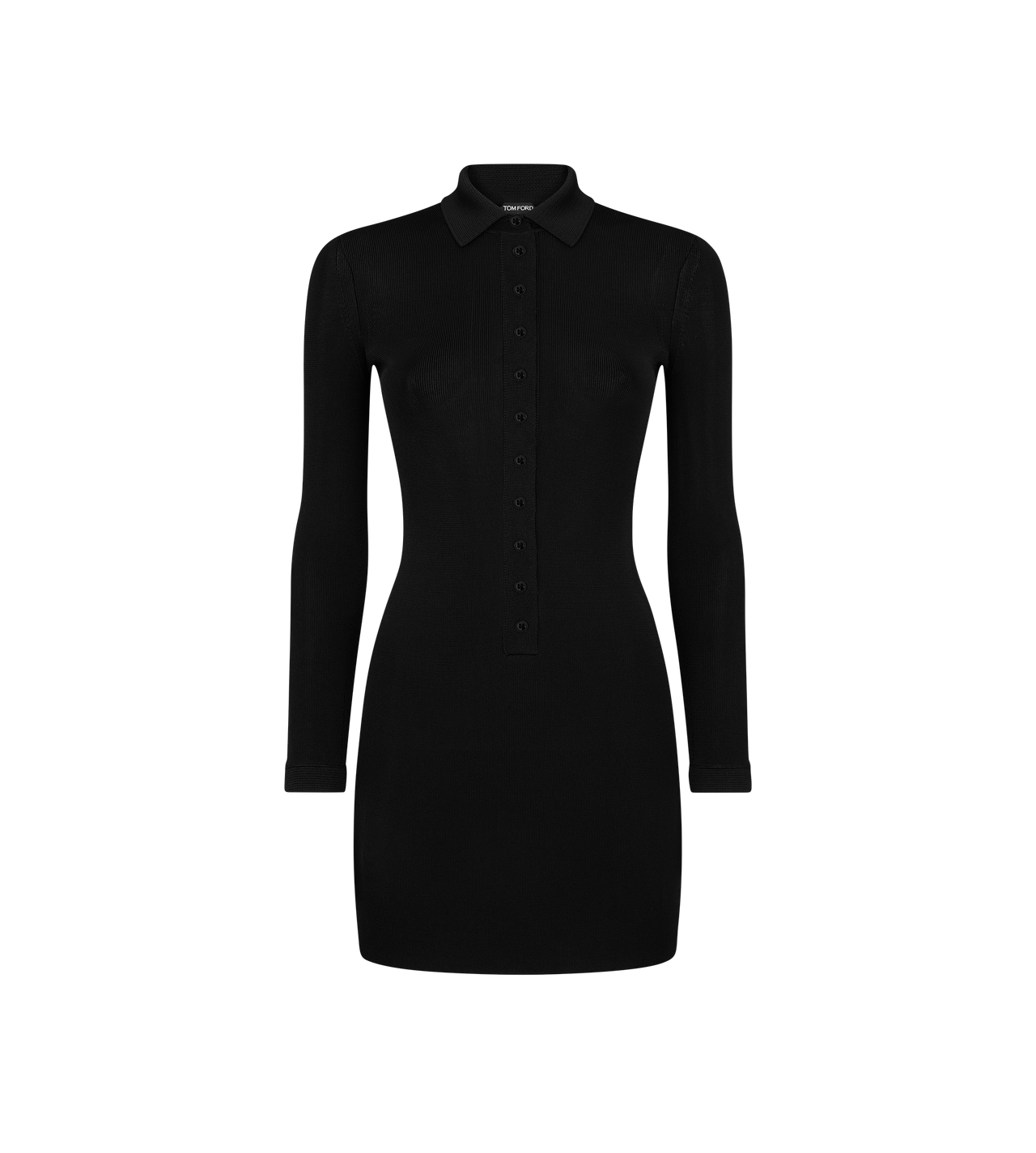 SLINKY VISCOSE RIB KNIT POLO MINI DRESS Tom Ford Fashion