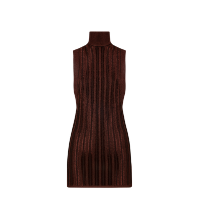 SLINKY VISCOSE AND WOOL RIB KNIT MINI DRESS image number 0