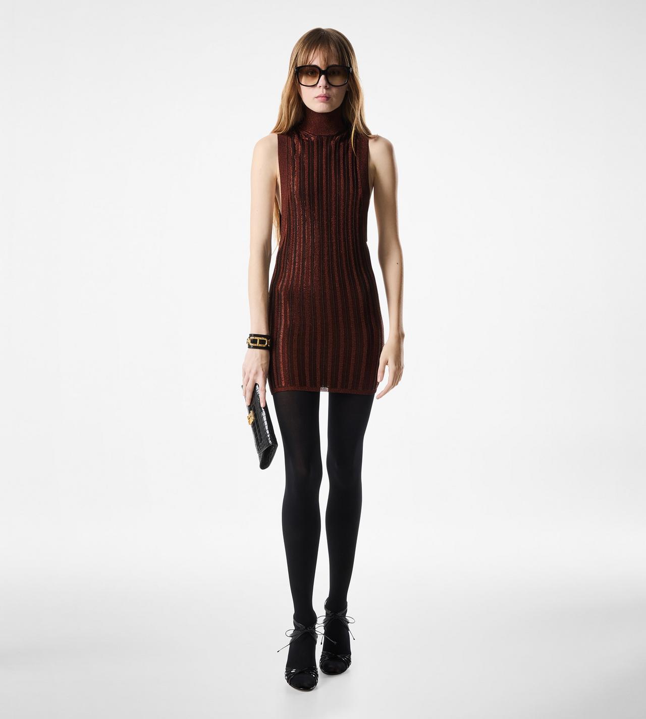 SLINKY VISCOSE AND WOOL RIB KNIT MINI DRESS image number 1