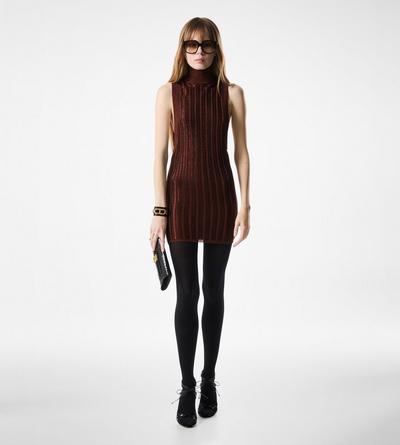 SLINKY VISCOSE AND WOOL RIB KNIT MINI DRESS image number 1