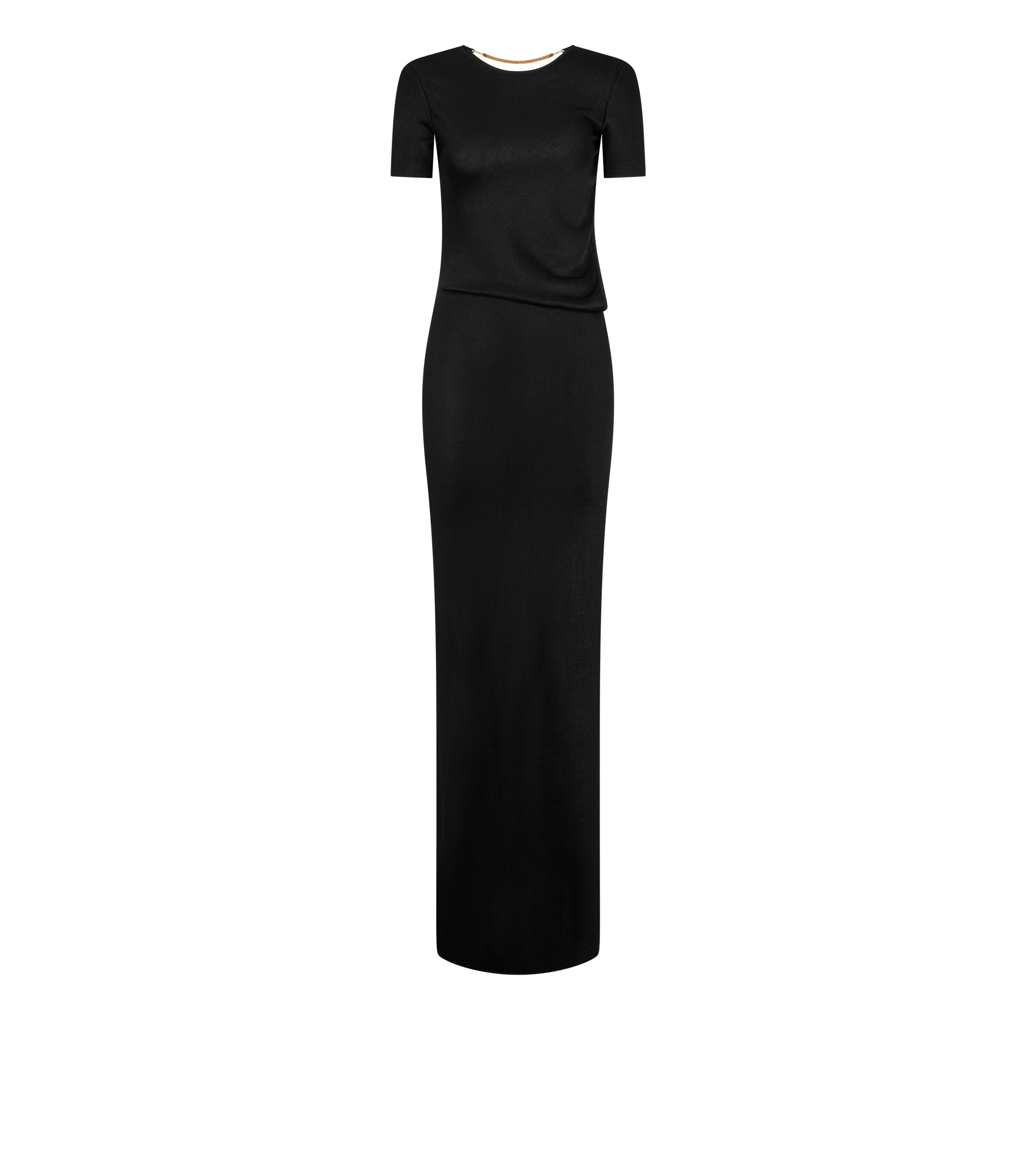 LONG DRESS WITH CUT OUT AND CHAIN CLOSURE