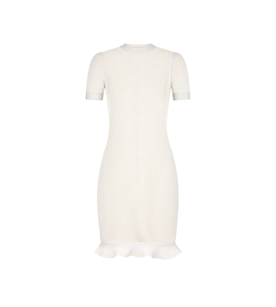 MOCK NECK SHORT DRESS WITH RUFFLE HEM
