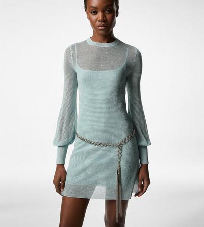 LONG SLEEVE CREWNECK MINI DRESS image number 1