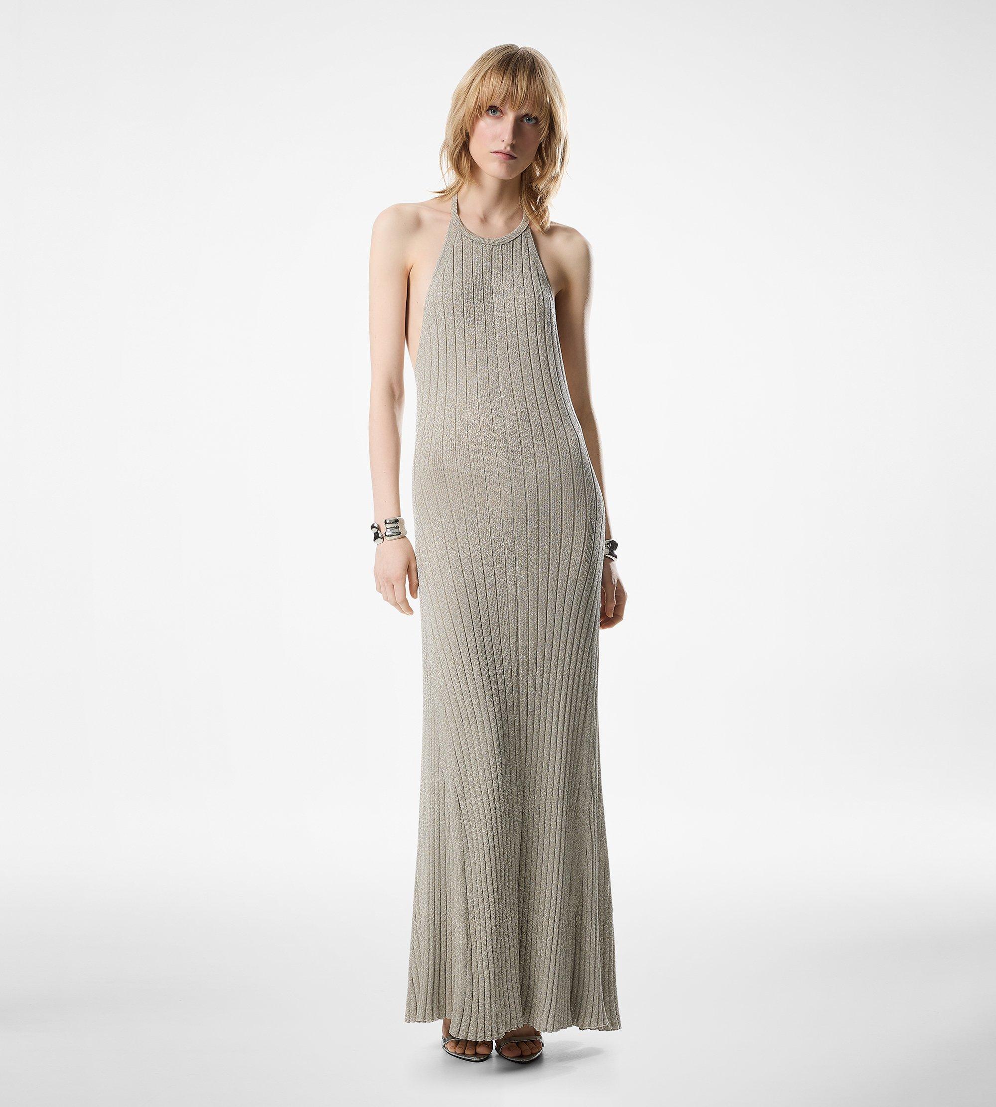 LONG HALTERNECK DRESS WITH OPEN BACK AND TOM FORD METAL PLAQUE