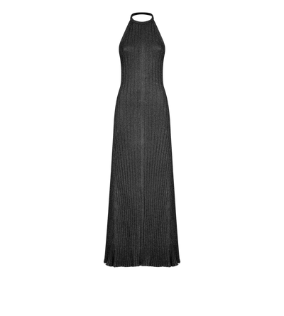 LONG HALTERNECK DRESS WITH OPEN BACK AND TOM FORD METAL PLAQUE