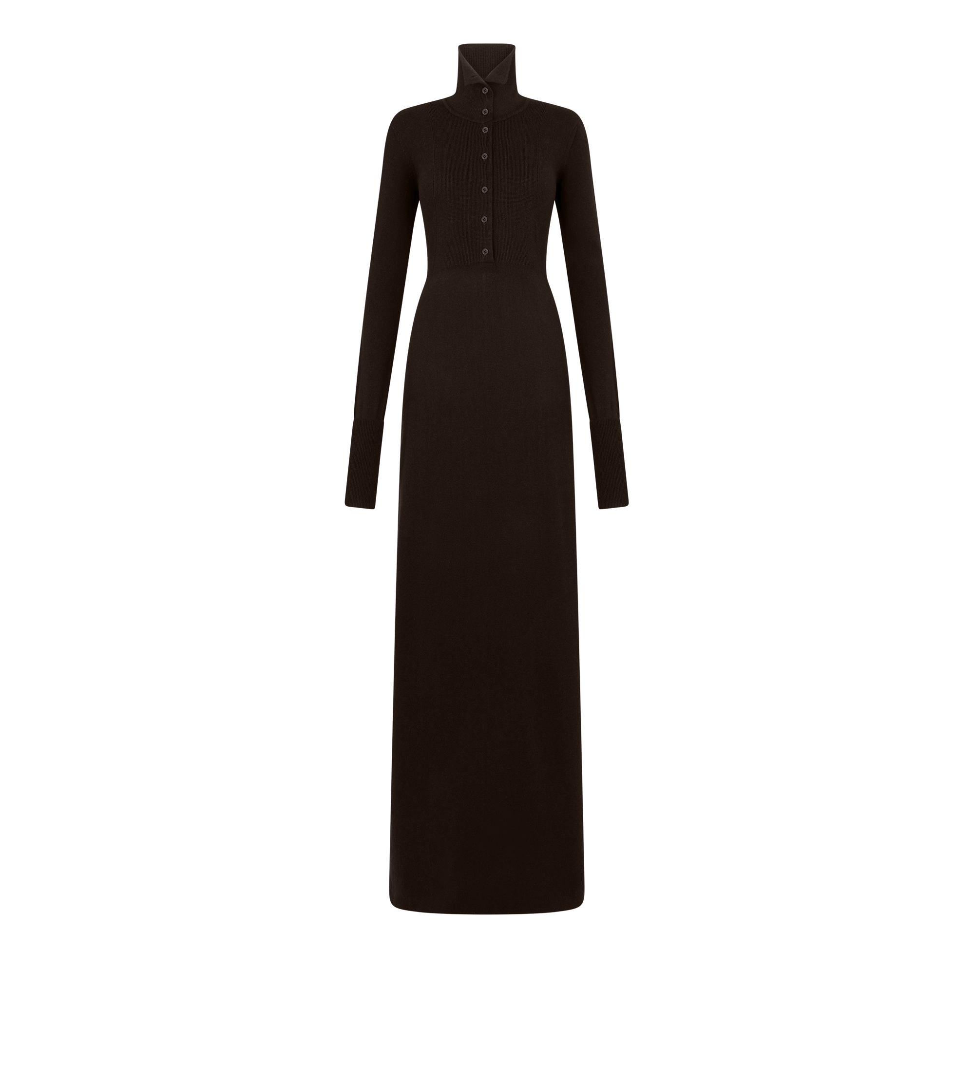 LONG OPEN TURTLENECK CASHMERE DRESS