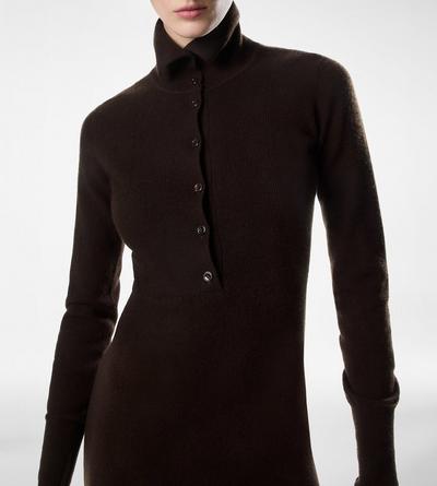 LONG OPEN TURTLENECK CASHMERE DRESS image number 1