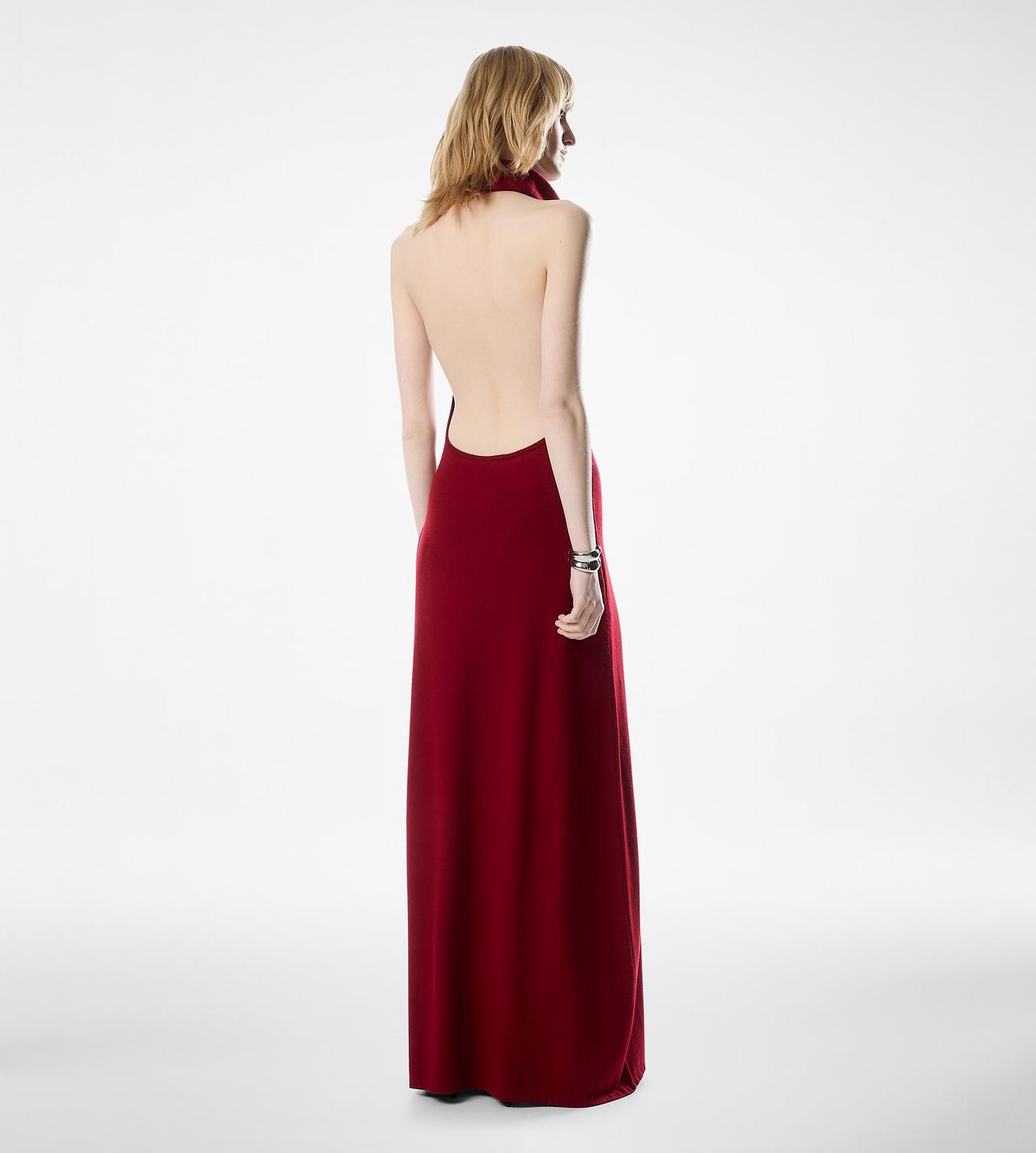 LONG HALTERNECK DRESS WITH POCKETS AND OPEN BACK image number 3
