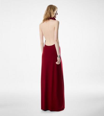 LONG HALTERNECK DRESS WITH POCKETS AND OPEN BACK image number 3