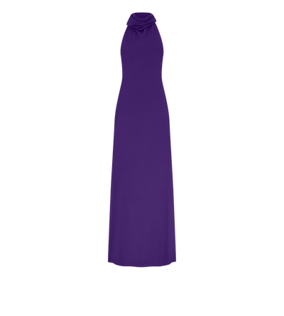 LONG HALTERNECK DRESS WITH POCKETS AND OPEN BACK image number 0