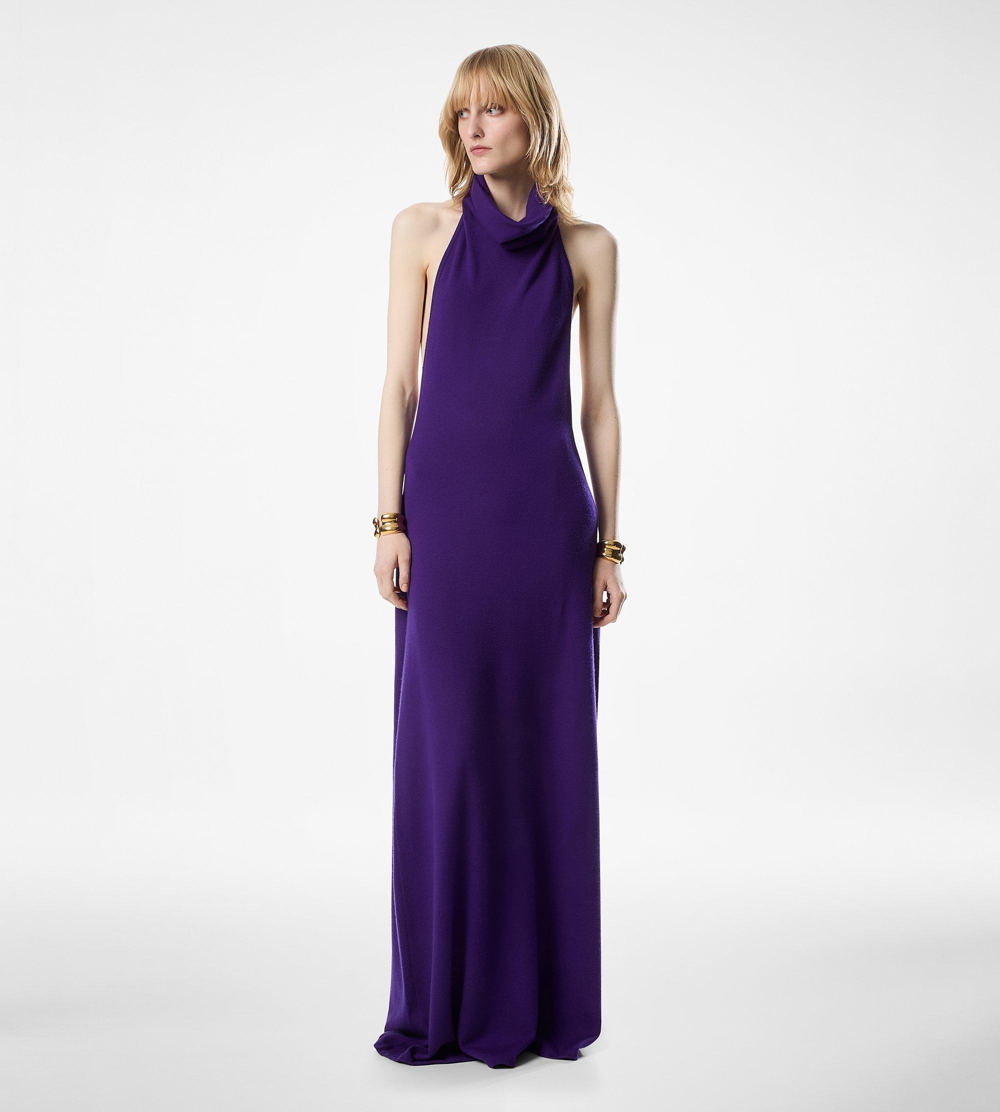 LONG HALTERNECK DRESS WITH POCKETS AND OPEN BACK