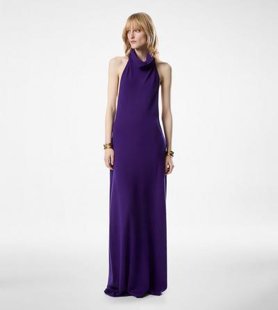 LONG HALTERNECK DRESS WITH POCKETS AND OPEN BACK image number 2