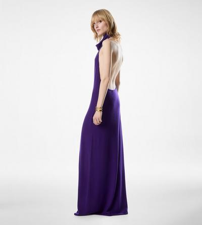 LONG HALTERNECK DRESS WITH POCKETS AND OPEN BACK image number 3
