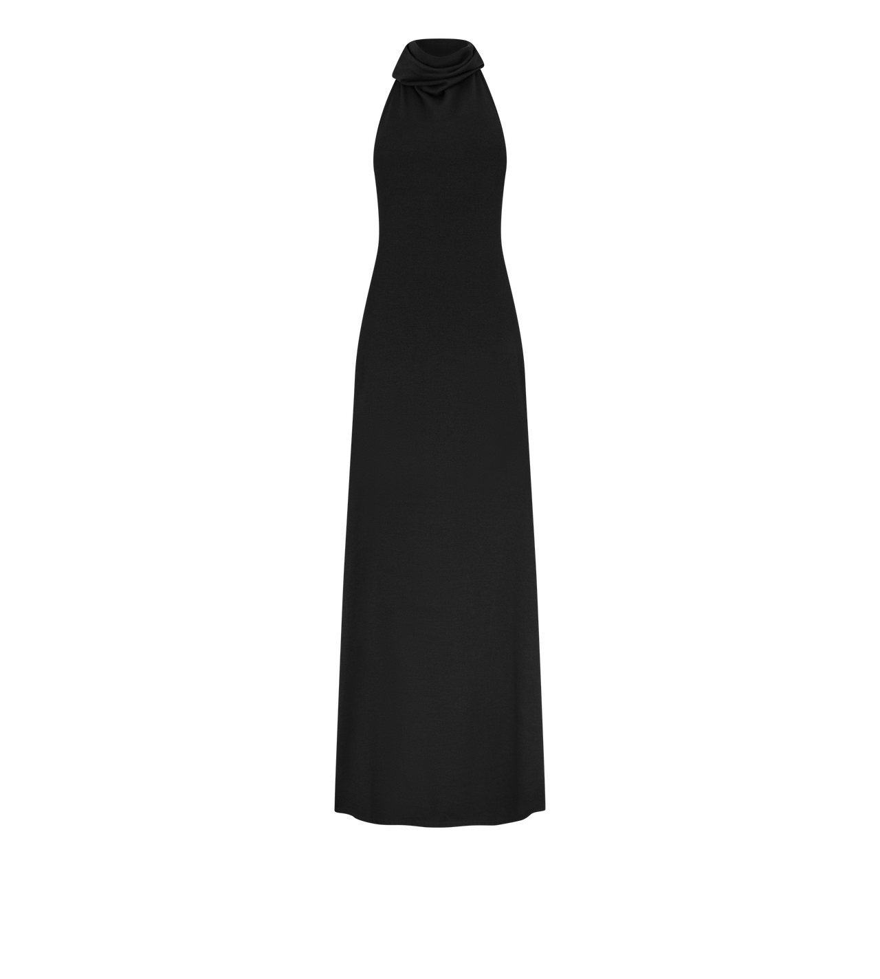 LONG HALTERNECK DRESS WITH POCKETS AND OPEN BACK image number 0