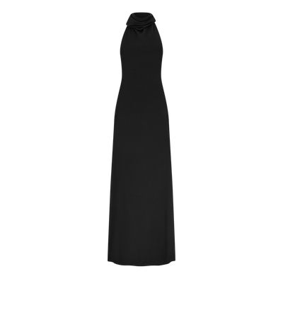 LONG HALTERNECK DRESS WITH POCKETS AND OPEN BACK