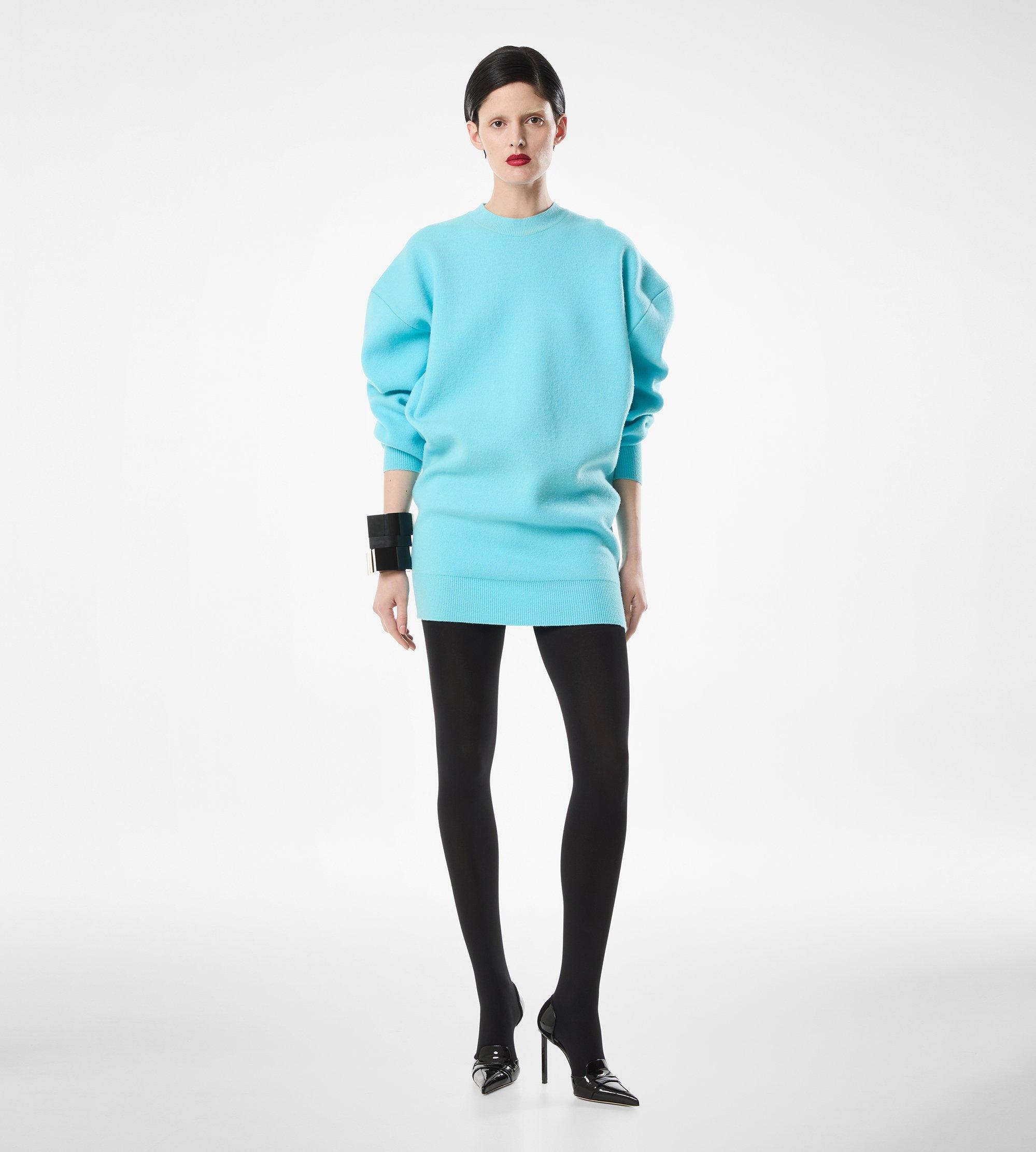 SCULPTURAL WOOL CASHMERE SWEATSHIRT MINI DRESS