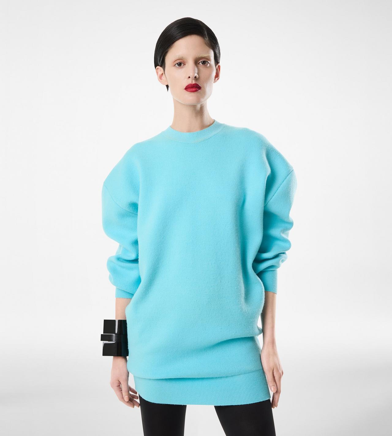 SCULPTURAL WOOL CASHMERE SWEATSHIRT MINI DRESS image number 1
