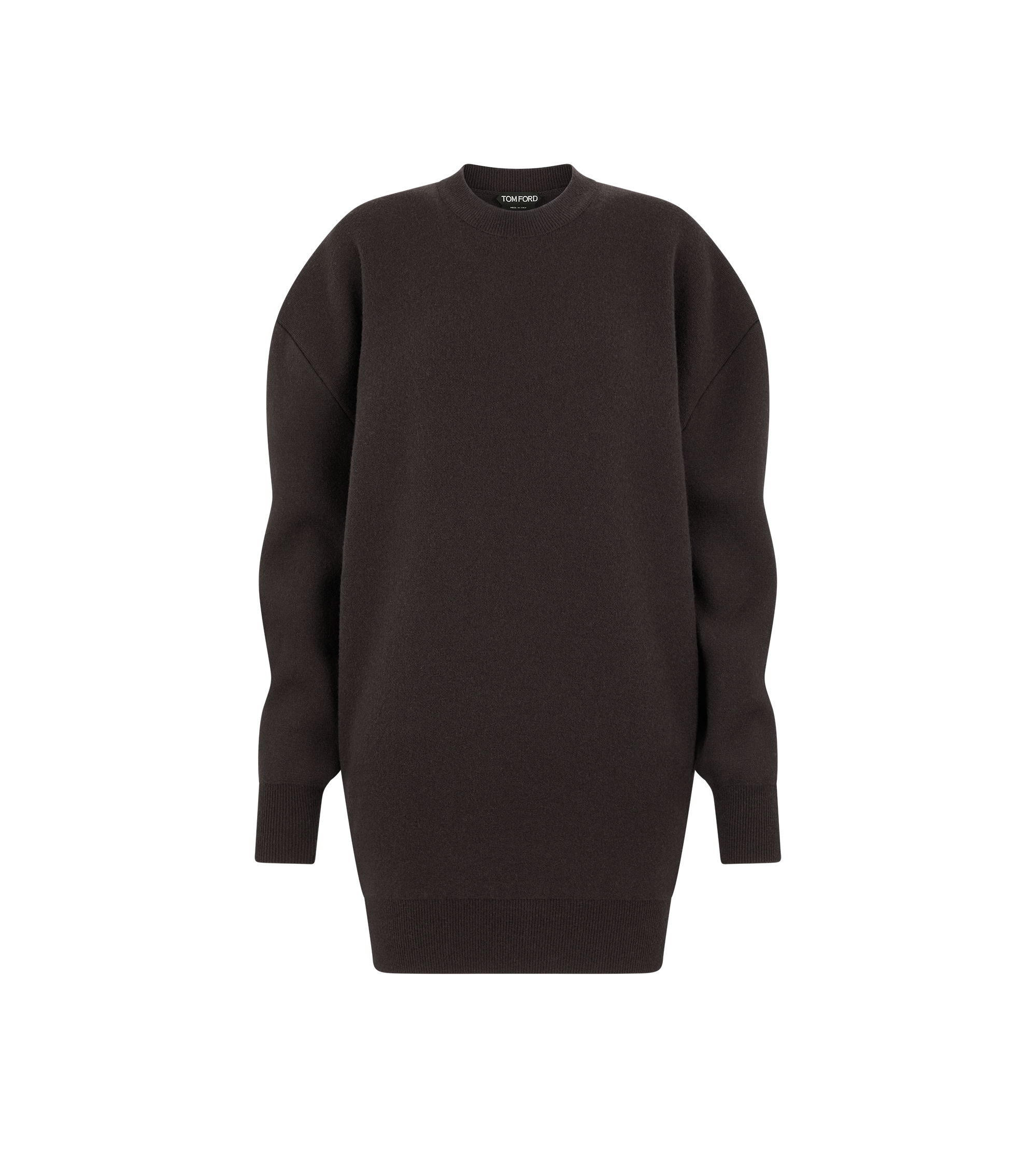 SCULPTURAL WOOL CASHMERE SWEATSHIRT MINI DRESS