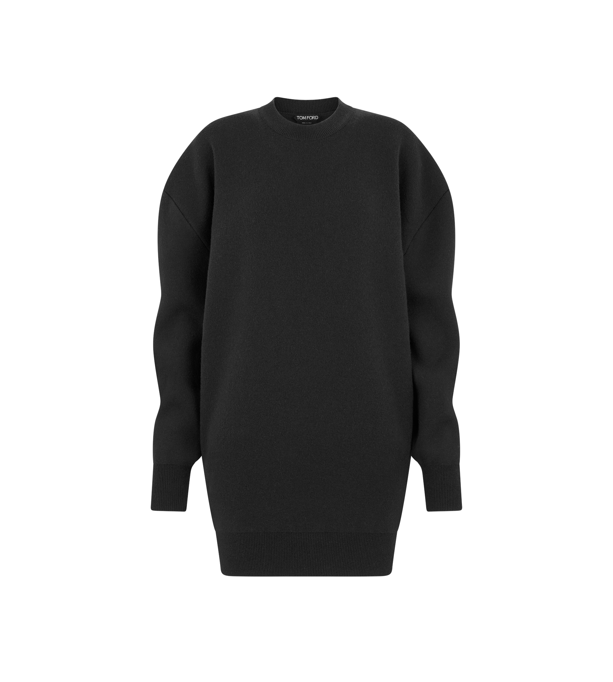 SCULPTURAL WOOL CASHMERE SWEATSHIRT MINI DRESS