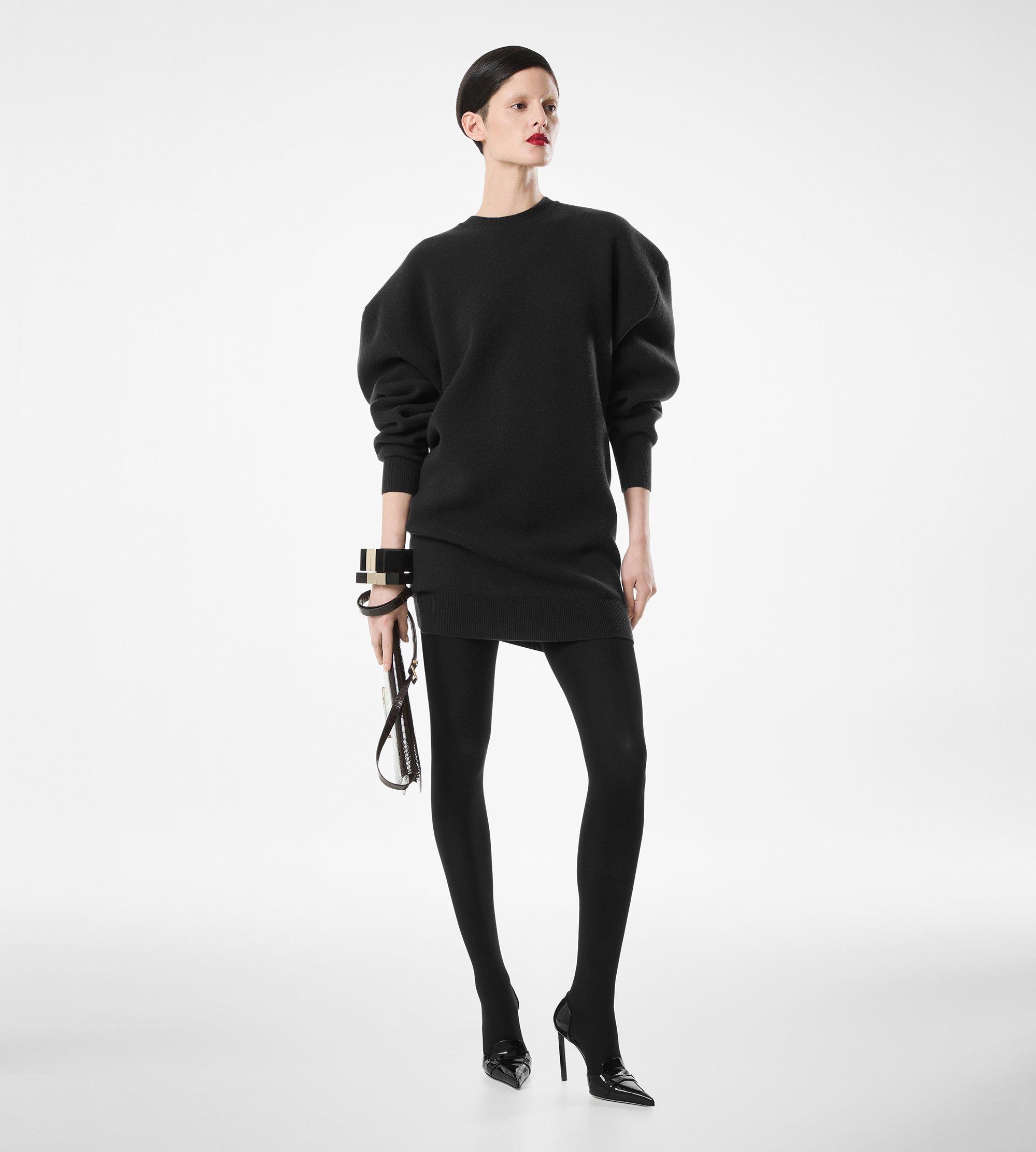 SCULPTURAL WOOL CASHMERE SWEATSHIRT MINI DRESS