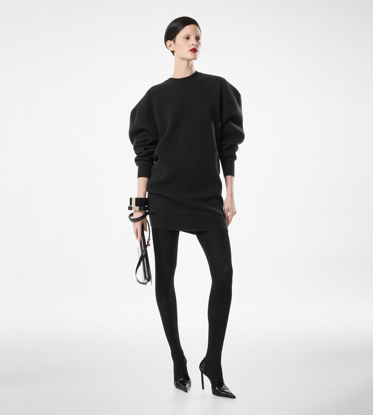 SCULPTURAL WOOL CASHMERE SWEATSHIRT MINI DRESS image number 2