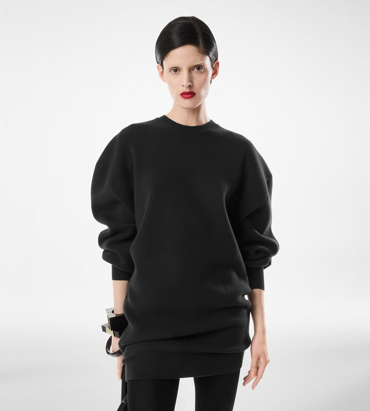SCULPTURAL WOOL CASHMERE SWEATSHIRT MINI DRESS image number 1