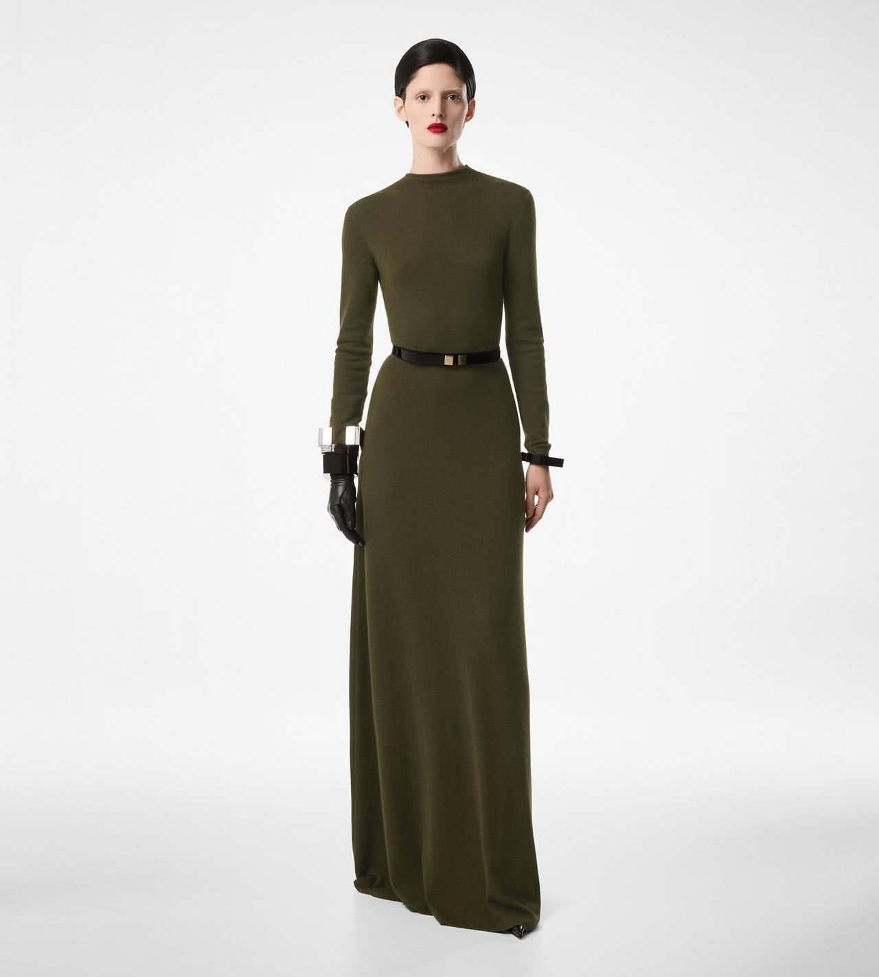 FULL NEEDLE FINE CASHMERE SILK CREWNECK COLUMN DRESS image number 1