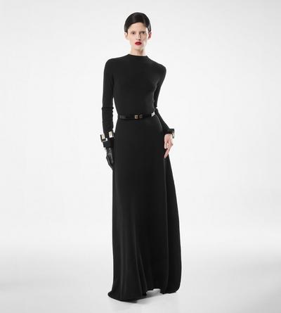 FULL NEEDLE FINE CASHMERE SILK CREWNECK COLUMN DRESS image number 1