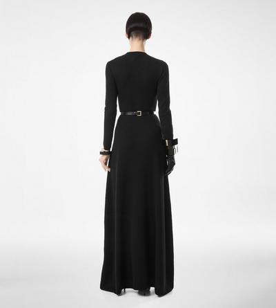 FULL NEEDLE FINE CASHMERE SILK CREWNECK COLUMN DRESS image number 2