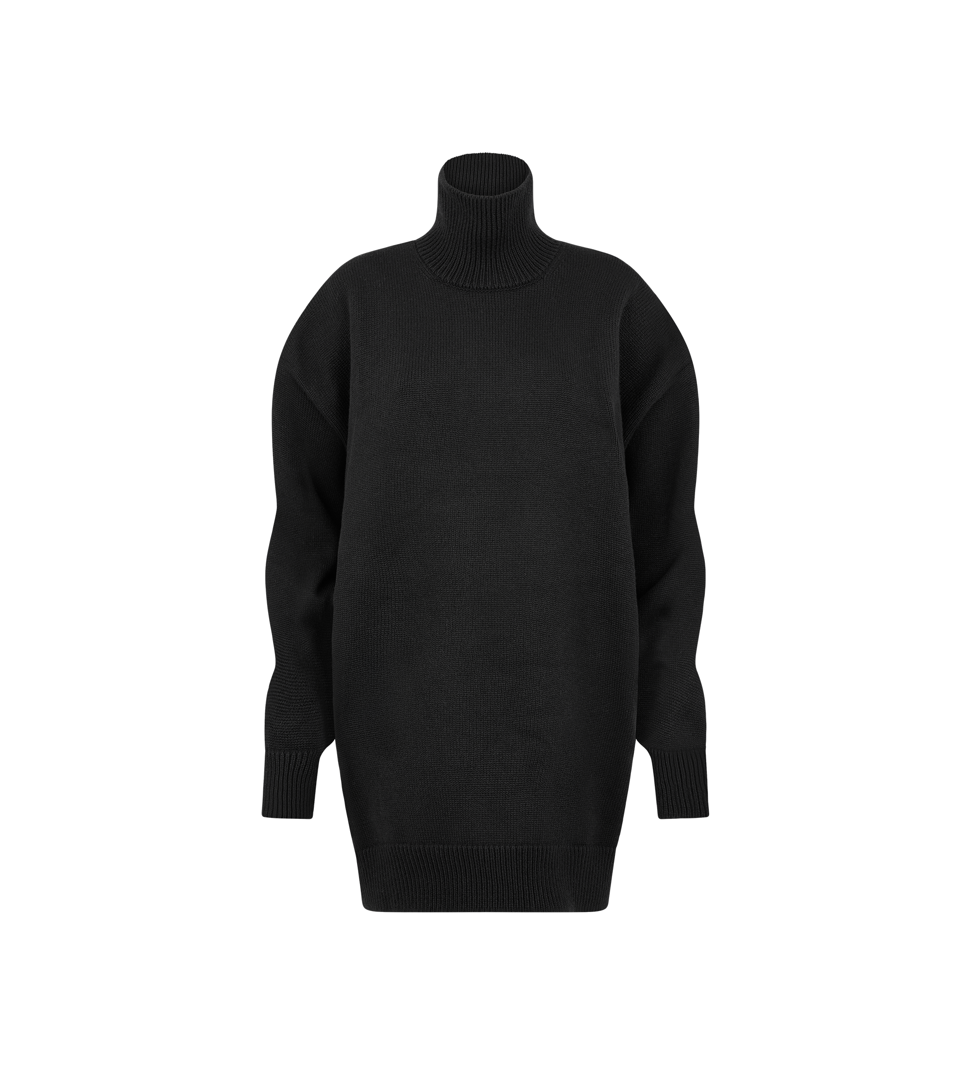 SCULPTURAL MERINO BLEND OVERSIZED TURTLENECK SWEATER DRESS