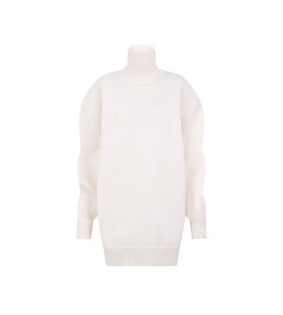SCULPTURAL MERINO BLEND OVERSIZED TURTLENECK SWEATER DRESS