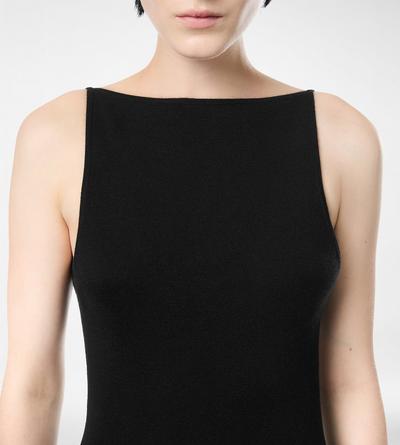 TOM FORD CASHMERE SILK BLEND BLACK CASHMERE SILK LONG SLASH NECK DRESS WITH OPEN BACK