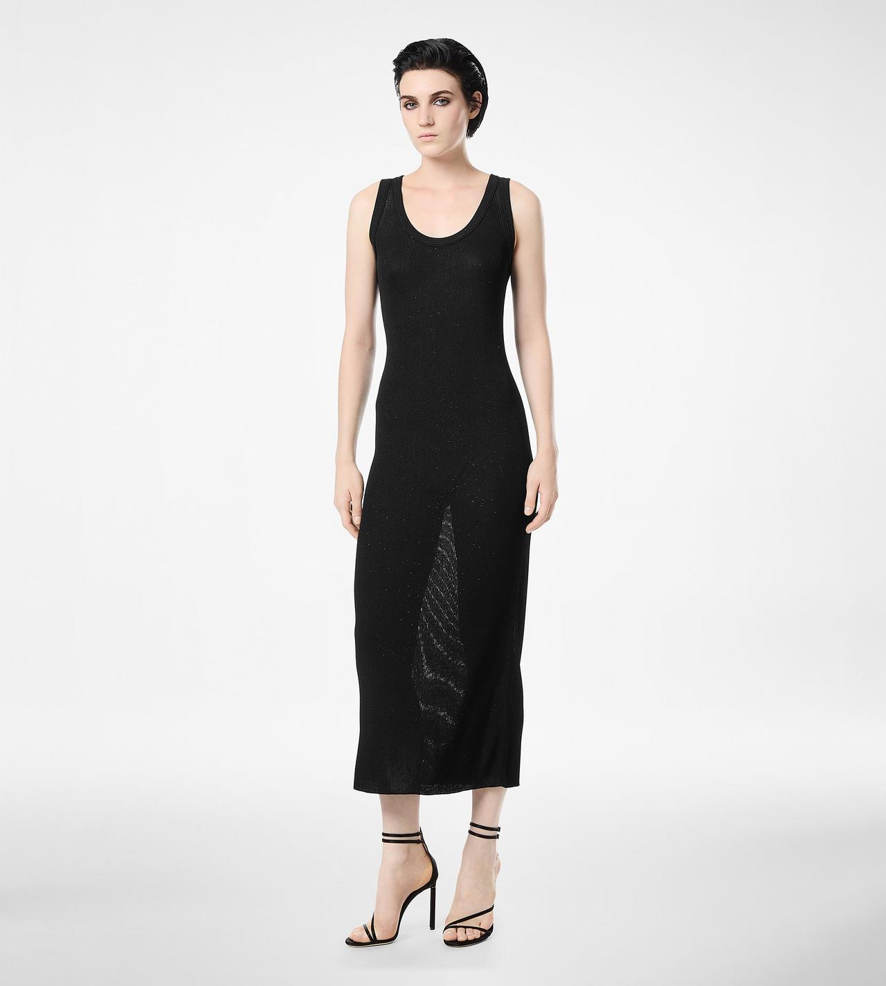 MICRO SEQUINS EMBELLISHED RIB MID-LENGTH TANK DRESS image number 2