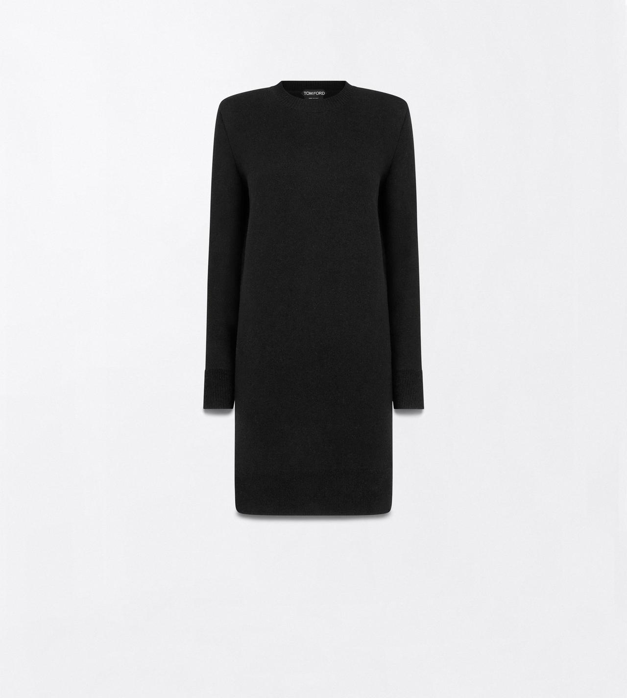 TOM FORD CASHMERE BLEND BLACK CASHMERE CREWNECK MINI SWEATER DRESS