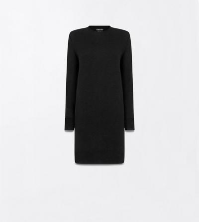 TOM FORD CASHMERE BLEND BLACK CASHMERE CREWNECK MINI SWEATER DRESS