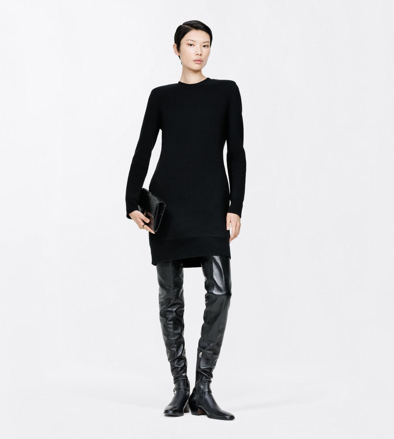 TOM FORD CASHMERE BLEND BLACK CASHMERE CREWNECK MINI SWEATER DRESS