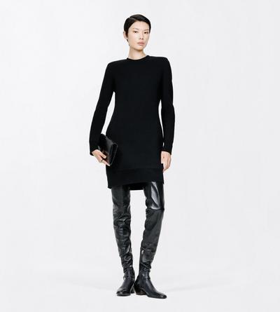 TOM FORD CASHMERE BLEND BLACK CASHMERE CREWNECK MINI SWEATER DRESS