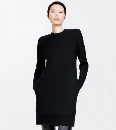 TOM FORD CASHMERE BLEND BLACK CASHMERE CREWNECK MINI SWEATER DRESS