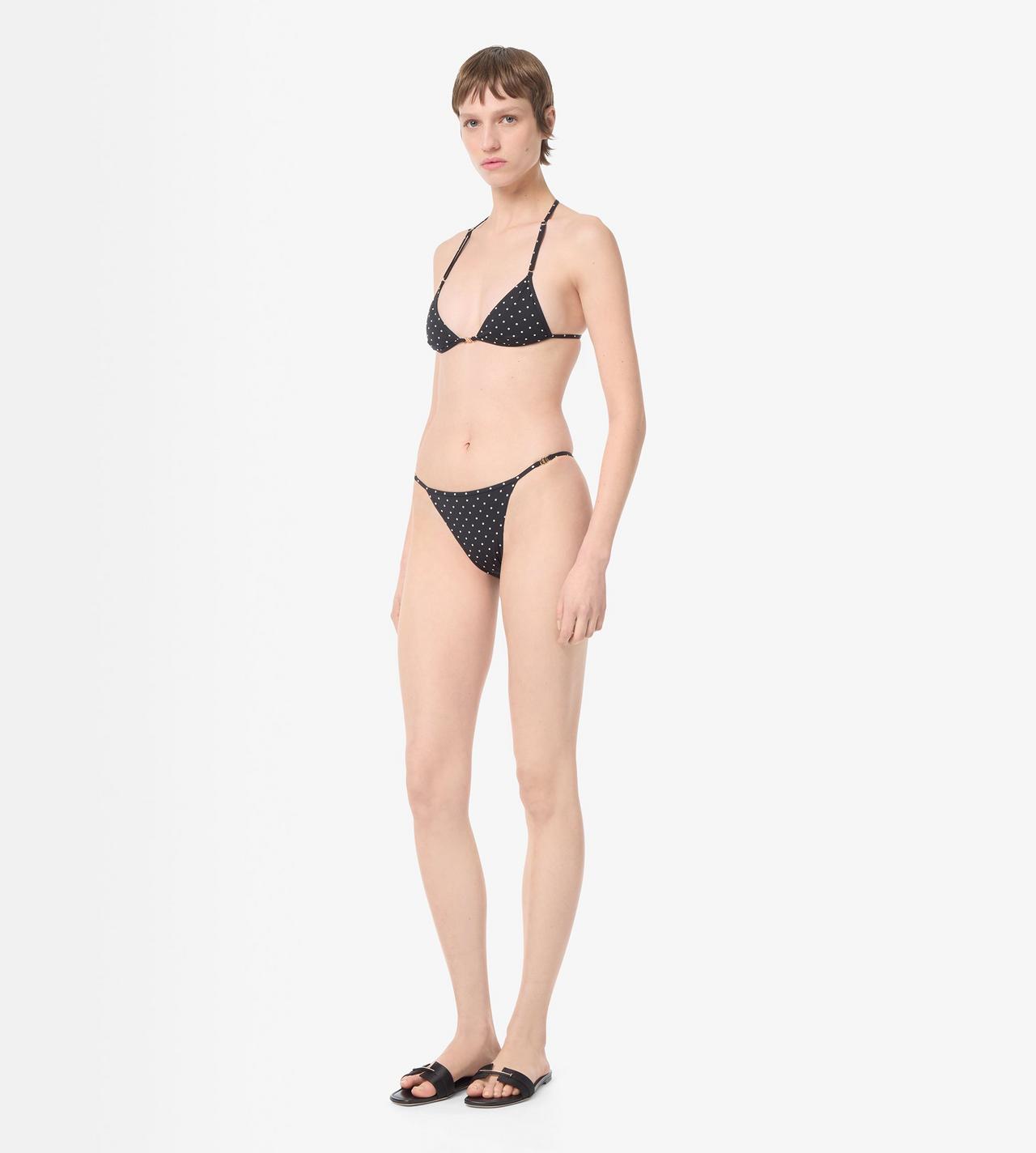 TOM FORD POLYAMIDE ELASTANE BLEND COMBO BLACK + WHITE & WHITE POLKA DOT TRIANGLE BIKINI WITH T-TRIM