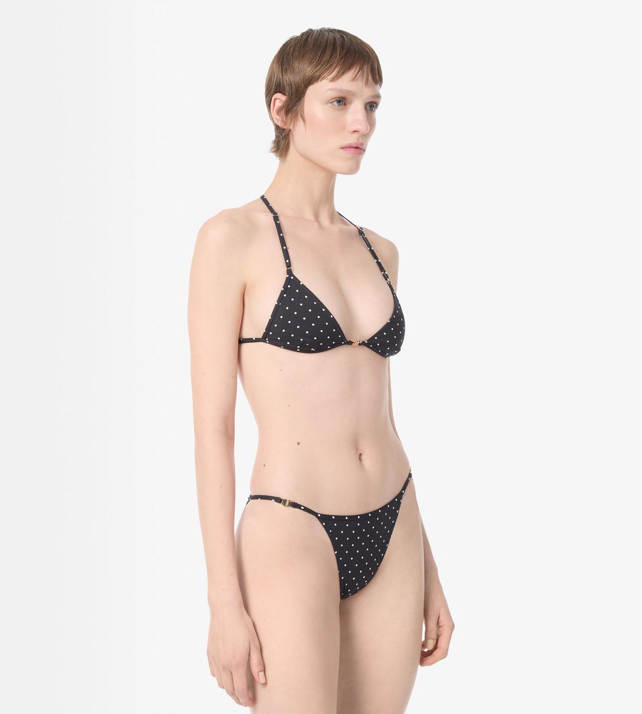 TOM FORD POLYAMIDE ELASTANE BLEND COMBO BLACK + WHITE & WHITE POLKA DOT TRIANGLE BIKINI WITH T-TRIM