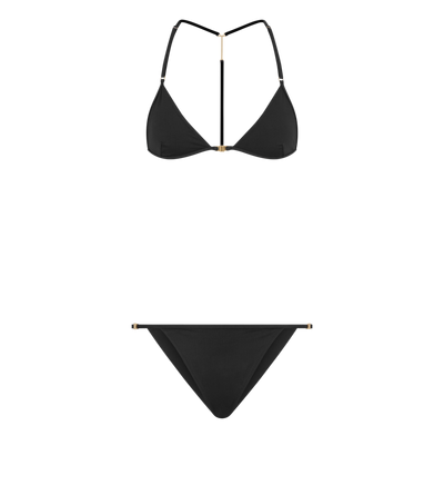 TOM FORD POLYAMIDE ELASTANE BLEND BLACK BIKINI TRIANGULAR CON RIBETE EN FORMA DE T
