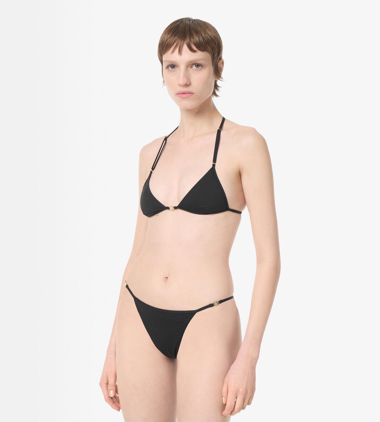 TOM FORD POLYAMIDE ELASTANE BLEND BLACK BIKINI TRIANGULAR CON RIBETE EN FORMA DE T