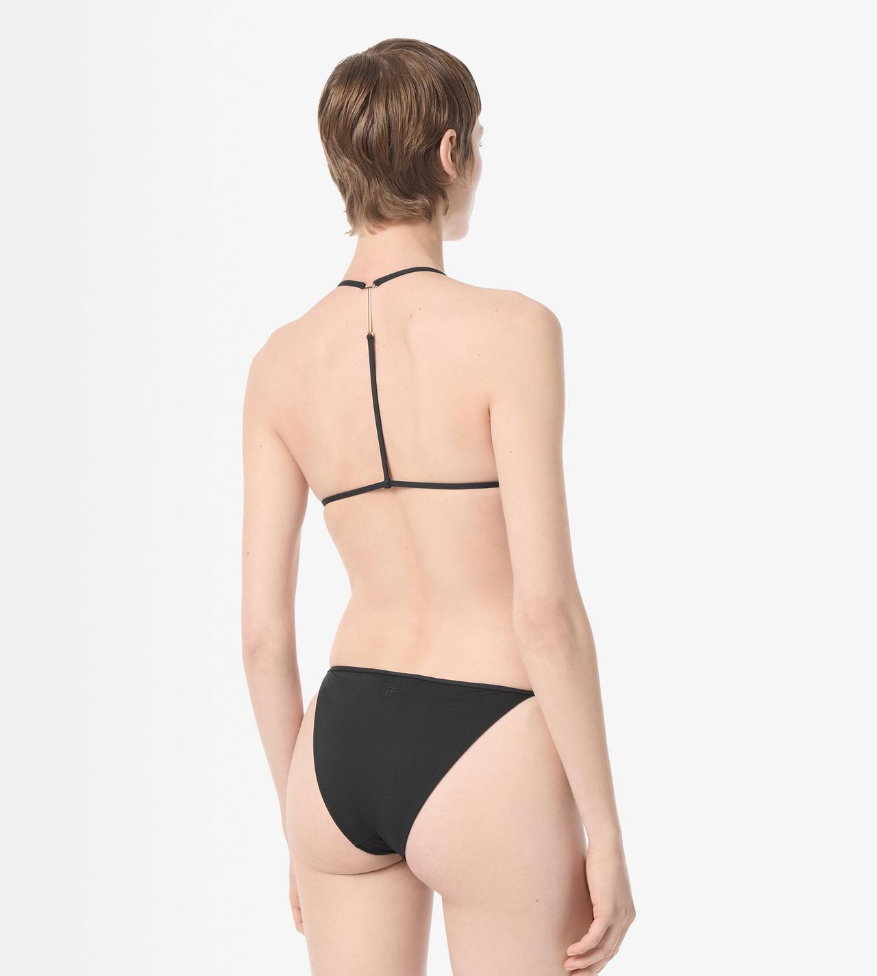 TOM FORD POLYAMIDE ELASTANE BLEND BLACK BIKINI TRIANGULAR CON RIBETE EN FORMA DE T