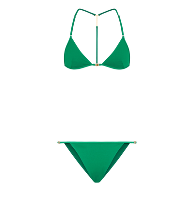 TOM FORD POLYAMIDE ELASTANE BLEND GREEN TRIANGLE BIKINI WITH T-TRIM