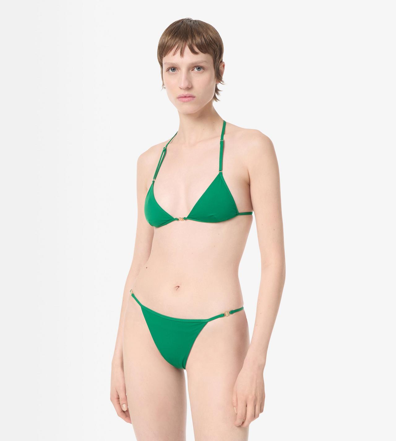 TOM FORD POLYAMIDE ELASTANE BLEND GREEN TRIANGLE BIKINI WITH T-TRIM